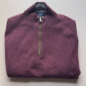 Peter Millar Maroon Zip-Up Cashmere Sweater